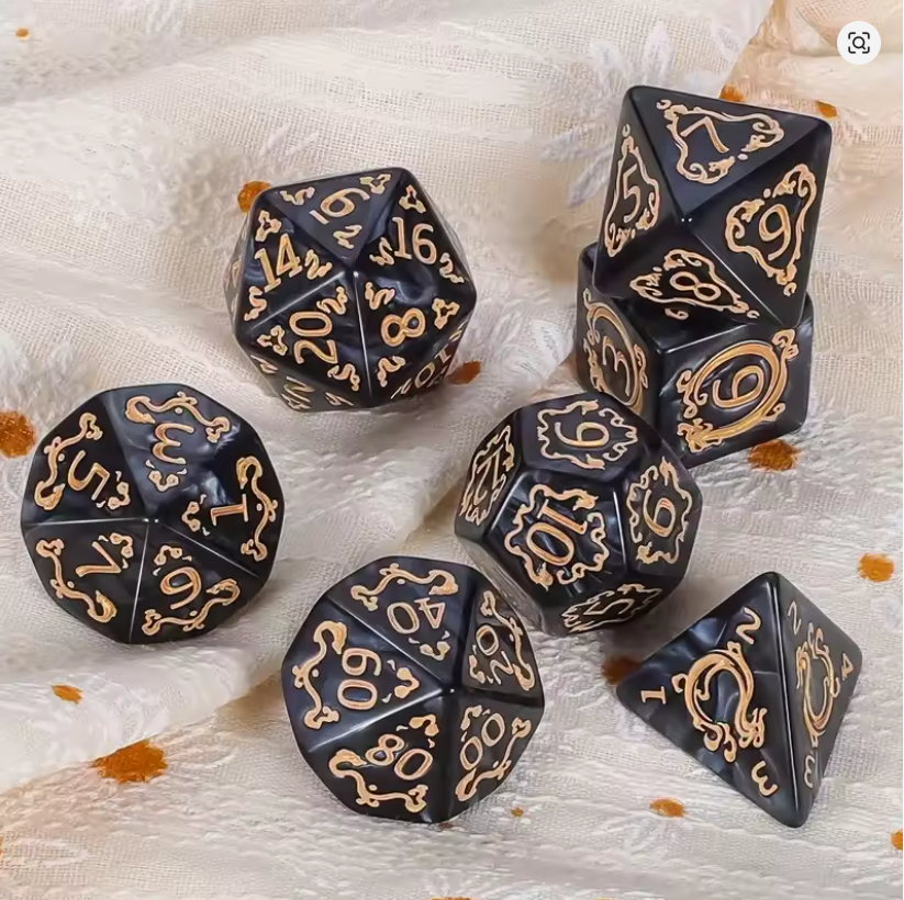 Set 7 Dados Poliédricos de Rol Dragon RPG Perlados