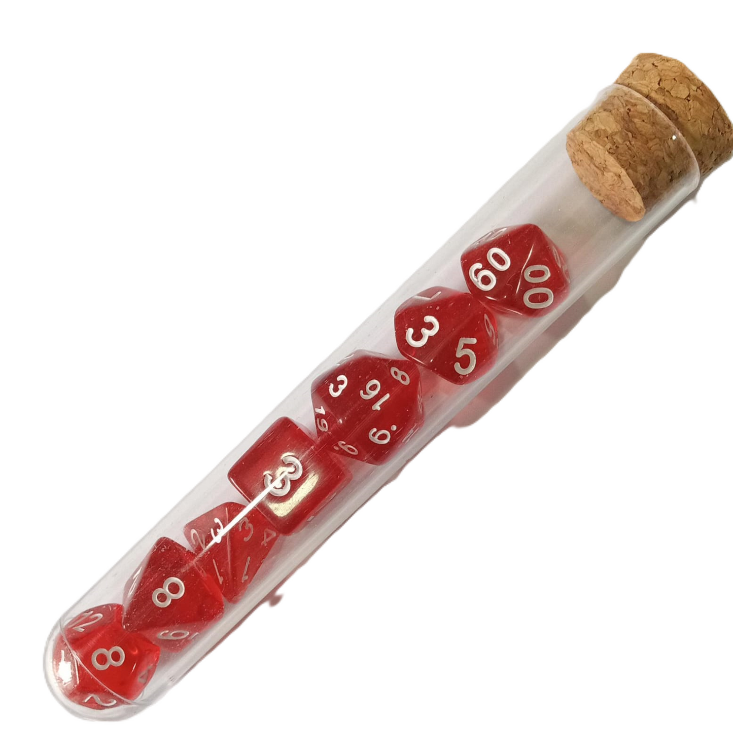 Set 7 Dados Poliédricos de Rol en Tubo Traslucidos RPG DND