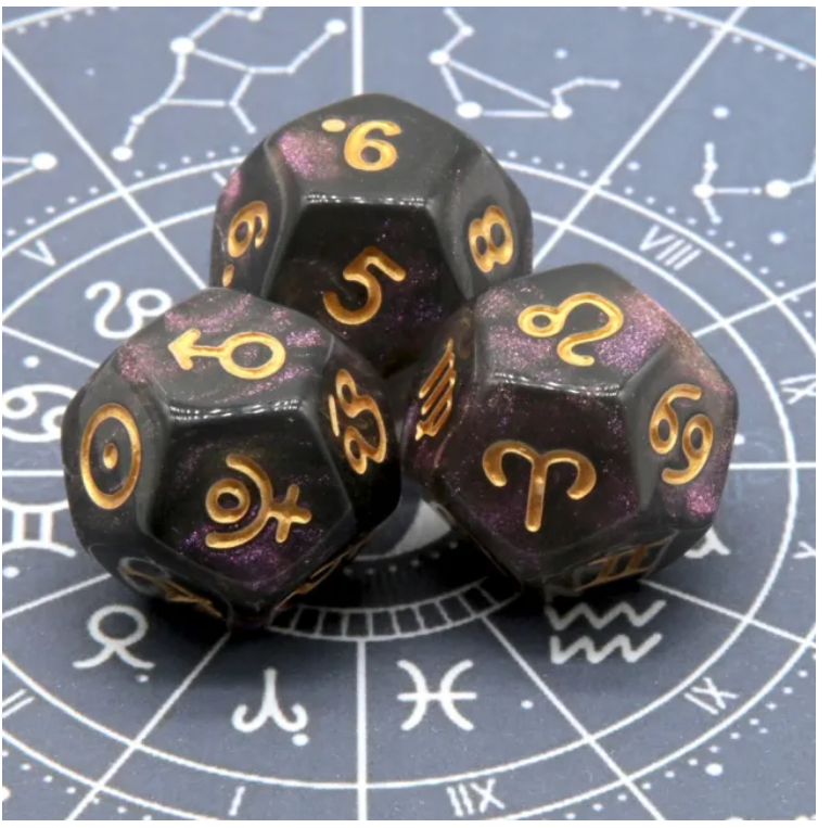 Set 3 Dados Astrológicos Cosmos Místicos D12