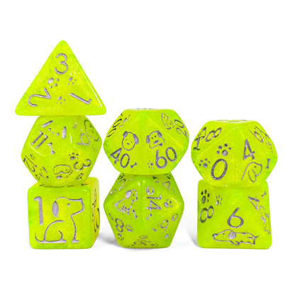 Set 7 Dados Poliédricos de Rol Perros y Gatos RPG Perlados