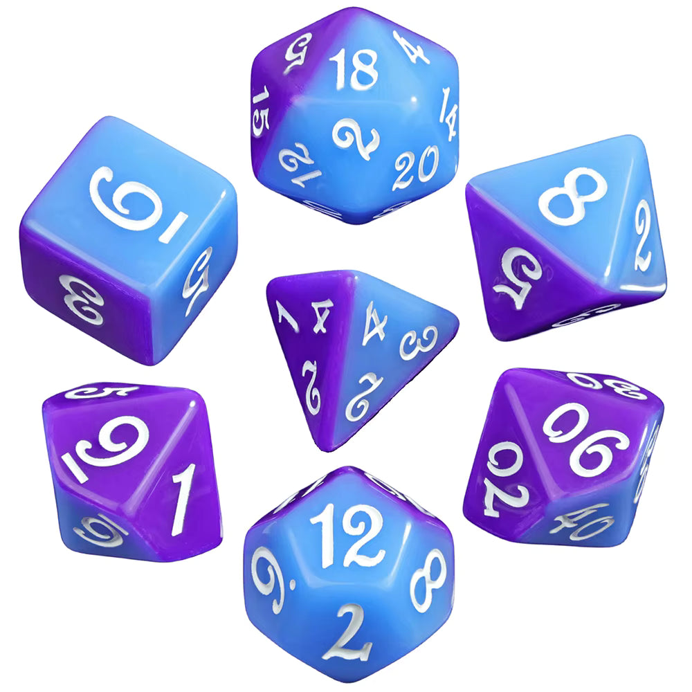 Set 7 Dados Poliédricos Mitad y Mitad RPG Bicolor