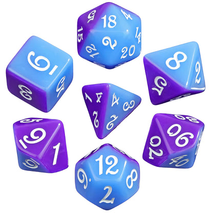 Set 7 Dados Poliédricos Mitad y Mitad RPG Bicolor