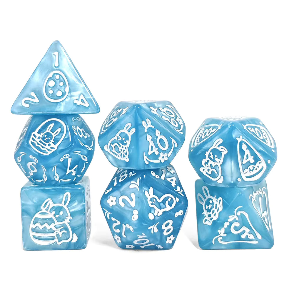 Set 7 Dados Poliedricos de Rol Pascua Conejos RPG