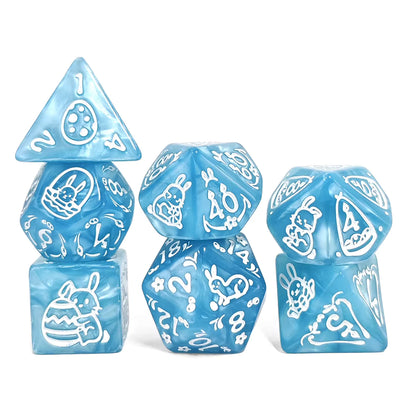 Set 7 Dados Poliedricos de Rol Pascua Conejos RPG