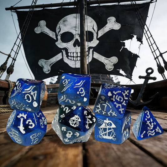 Set de 7 dados de Rol Resina Piratas (Siete Mares)