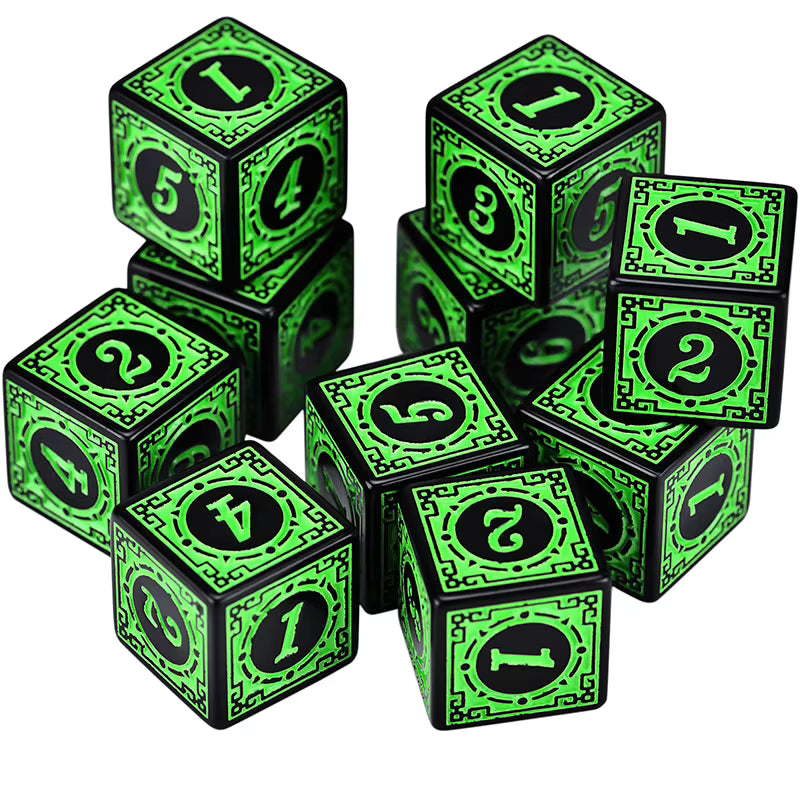Set de 10 Dados Texturizados D6 16mm