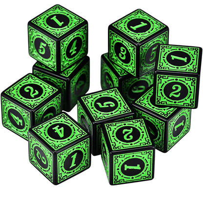 Set de 10 Dados Texturizados D6 16mm