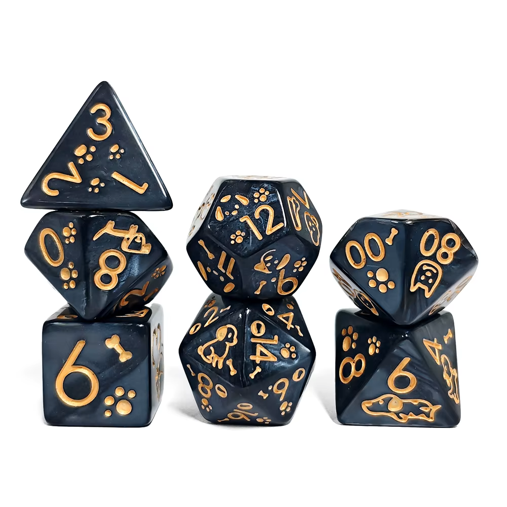 Set 7 Dados Poliédricos de Rol Perros y Gatos RPG Perlados