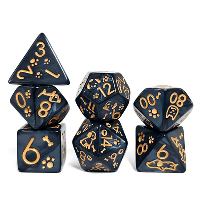 Set 7 Dados Poliédricos de Rol Perros y Gatos RPG Perlados