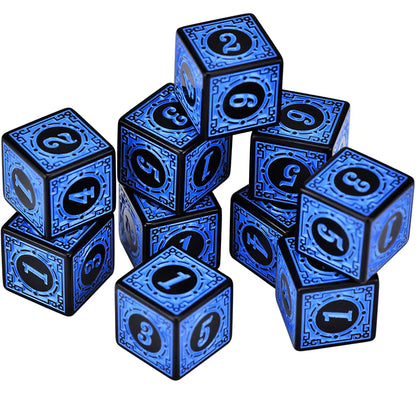 Set de 10 Dados Texturizados D6 16mm