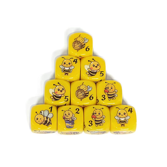Set 10 datos D6 Animalitos 16mm Opacos
