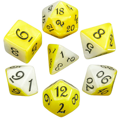 Set 7 Dados Poliédricos Mitad y Mitad RPG Bicolor