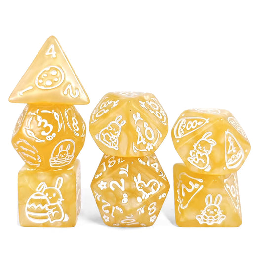 Set 7 Dados Poliedricos de Rol Pascua Conejos RPG