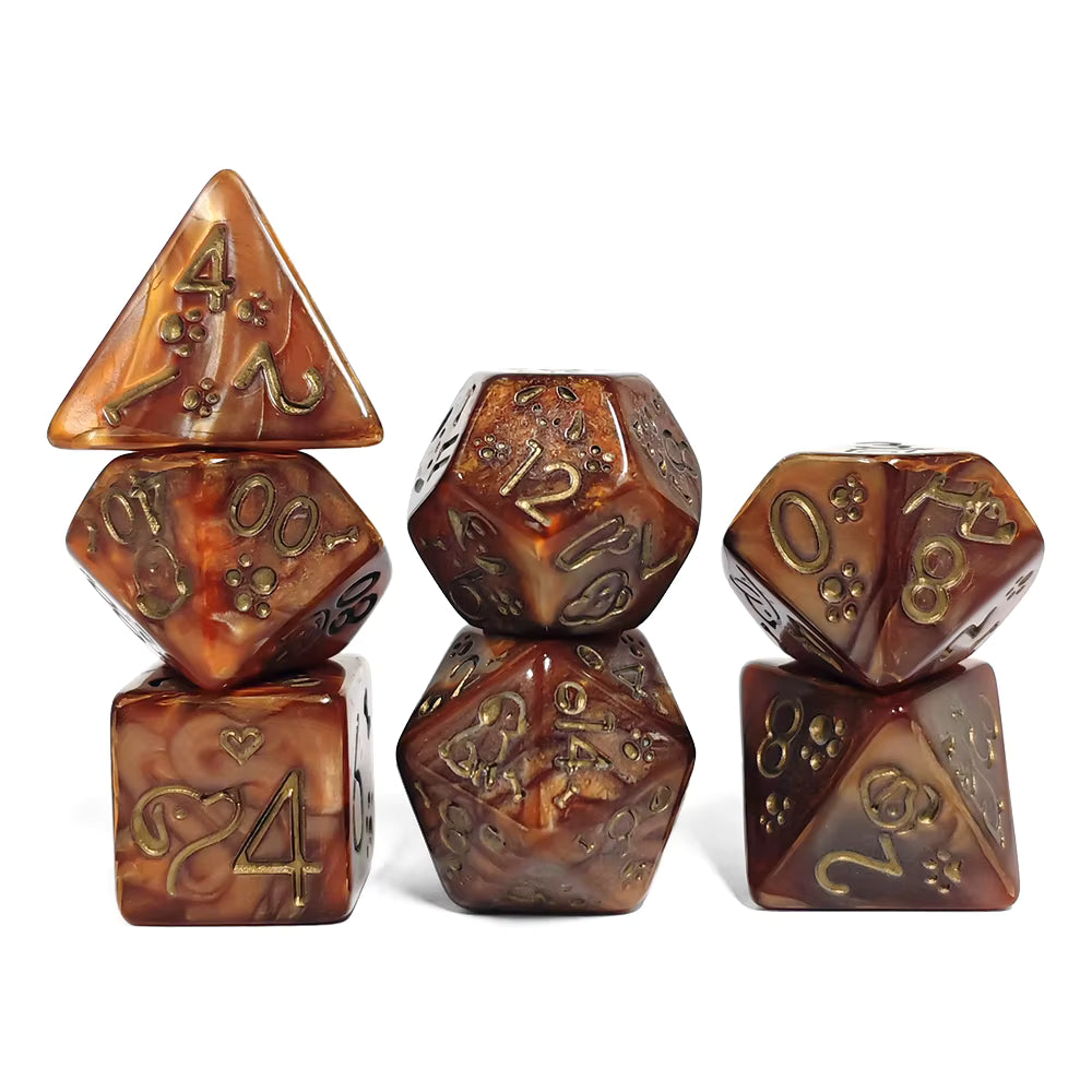 Set 7 Dados Poliédricos de Rol Perros y Gatos RPG Perlados