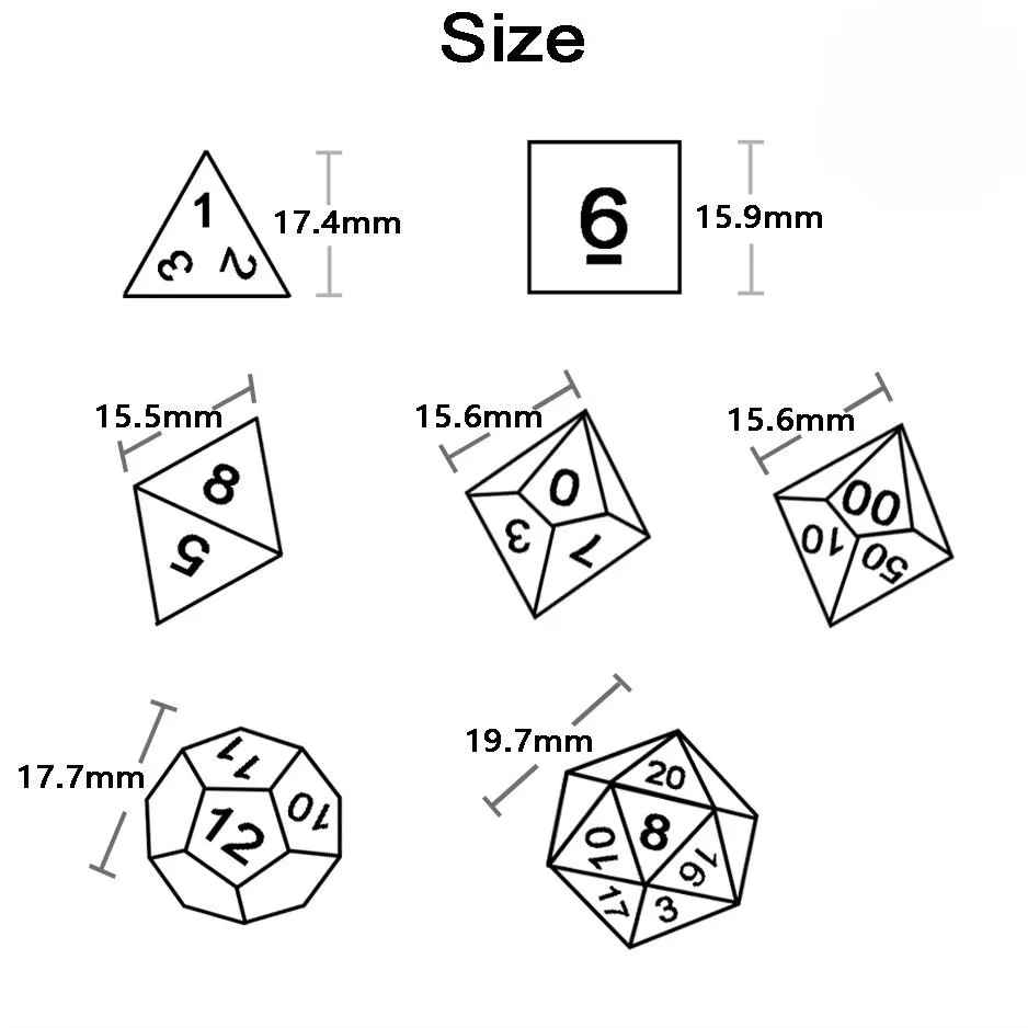 Set 7 Dados Poliédricos de Rol Dragon RPG Perlados