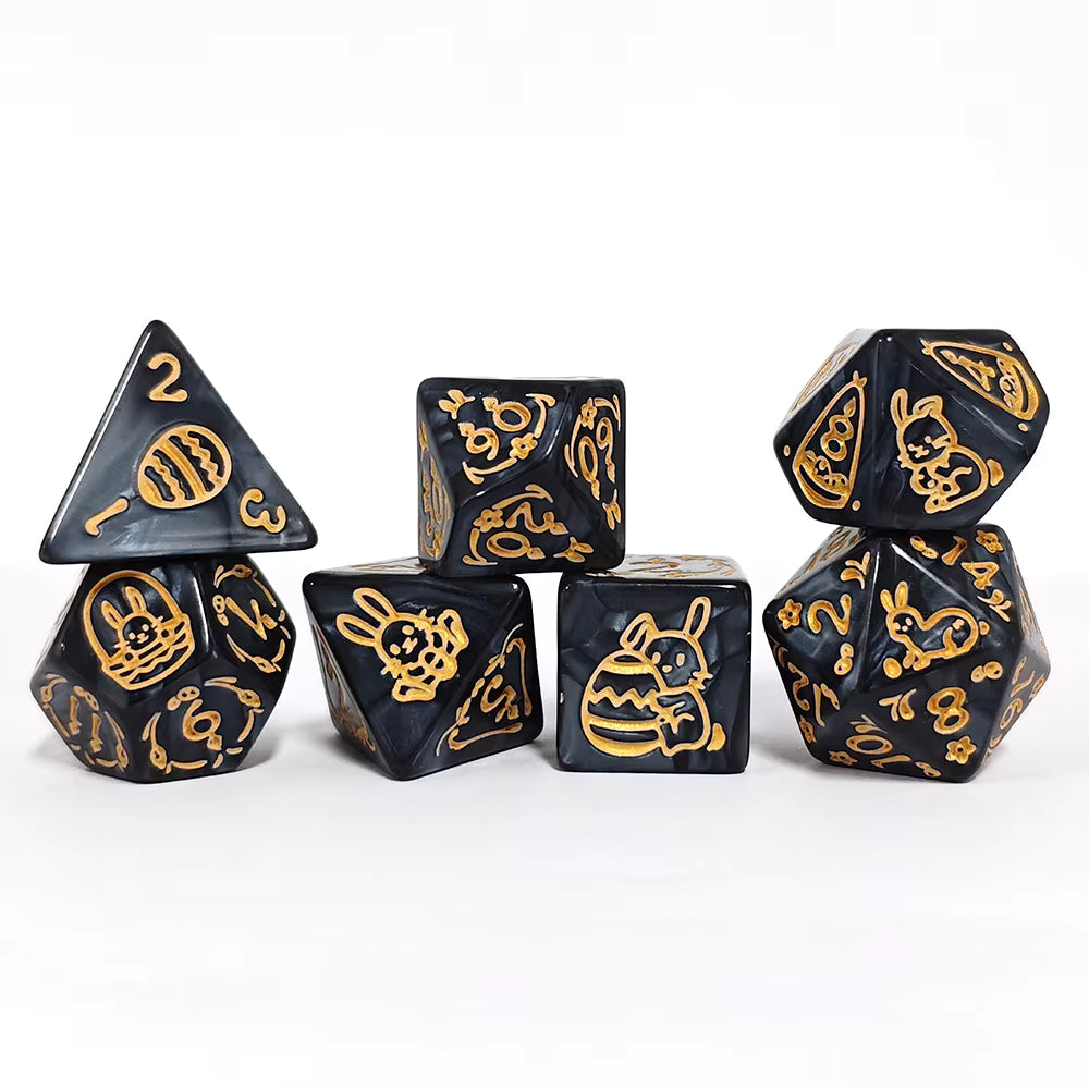 Set 7 Dados Poliedricos de Rol Pascua Conejos RPG