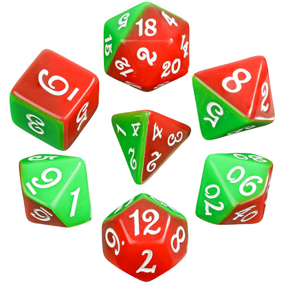 Set 7 Dados Poliédricos Mitad y Mitad RPG Bicolor