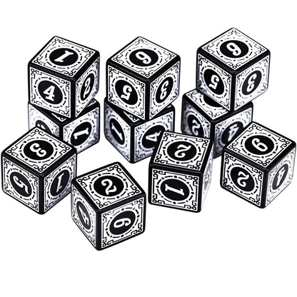 Set de 10 Dados Texturizados D6 16mm
