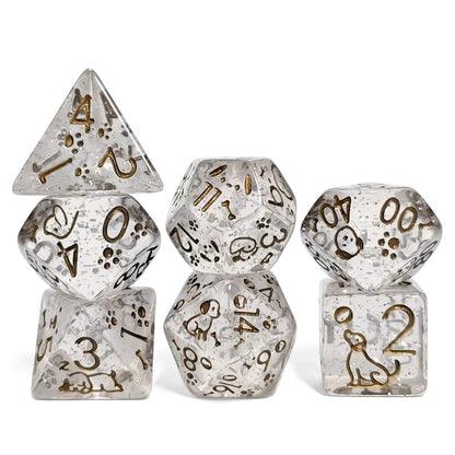 Set 7 Dados Poliédricos de Rol Perros y Gatos RPG Perlados