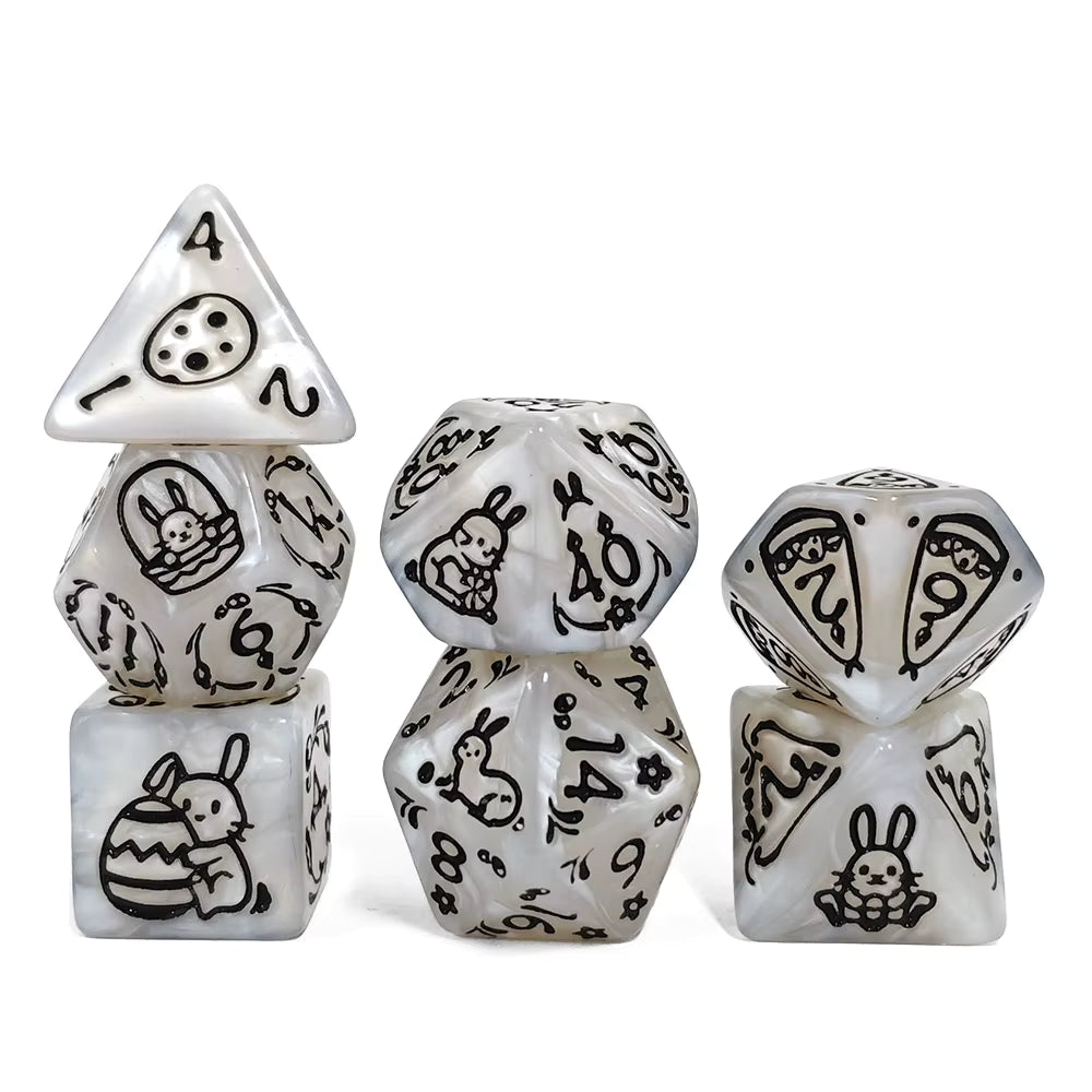 Set 7 Dados Poliedricos de Rol Pascua Conejos RPG