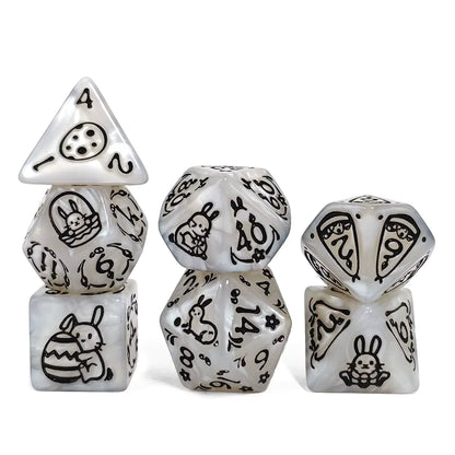 Set 7 Dados Poliedricos de Rol Pascua Conejos RPG
