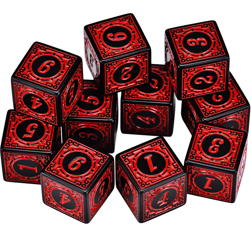 Set de 10 Dados Texturizados D6 16mm