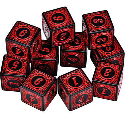 Set de 10 Dados Texturizados D6 16mm