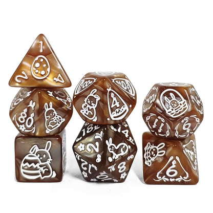 Set 7 Dados Poliedricos de Rol Pascua Conejos RPG