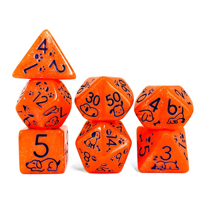 Set 7 Dados Poliédricos de Rol Perros y Gatos RPG Perlados