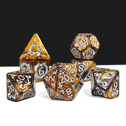 Set 7 Dados Poliédricos de Rol Dragon RPG Perlados