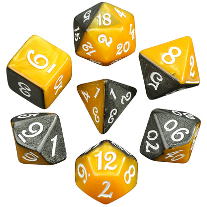 Set 7 Dados Poliédricos Mitad y Mitad RPG Bicolor