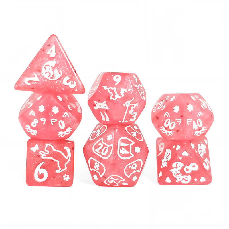 Set 7 Dados Poliédricos de Rol Perros y Gatos RPG Perlados