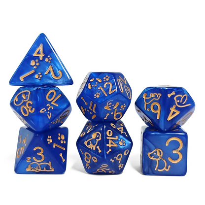 Set 7 Dados Poliédricos de Rol Perros y Gatos RPG Perlados