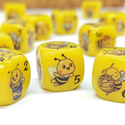 Set 10 datos D6 Animalitos 16mm Opacos