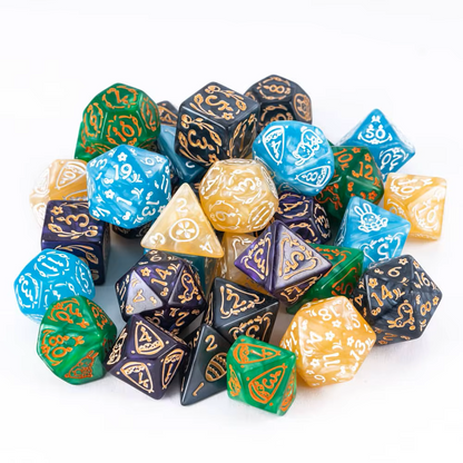 Set 7 Dados Poliedricos de Rol Pascua Conejos RPG