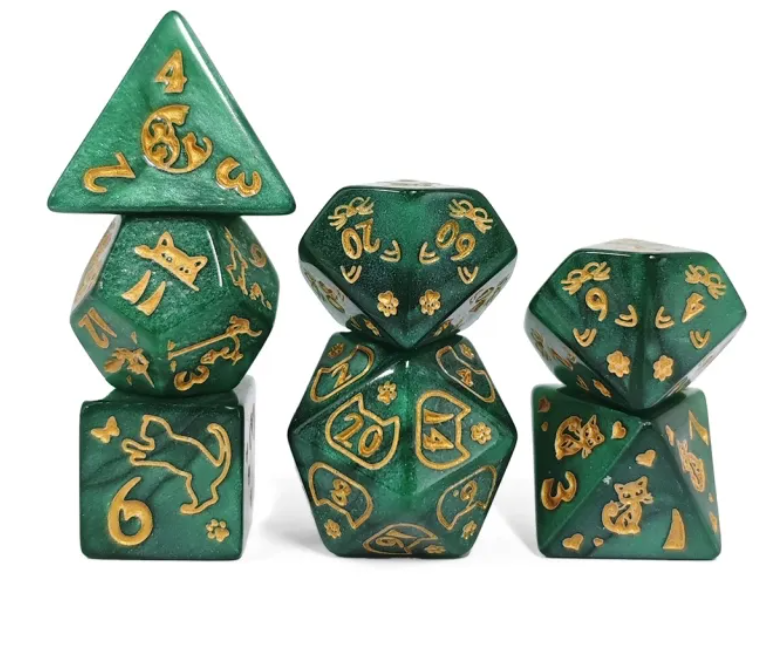 Set 7 Dados Poliédricos de Rol Perros y Gatos RPG Perlados