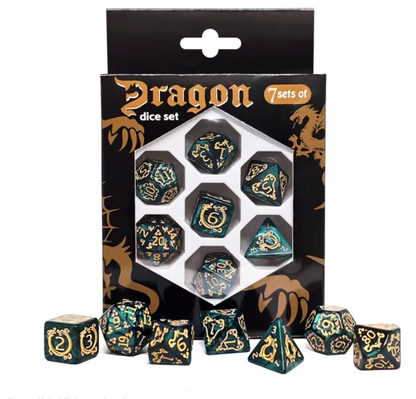 Set 7 Dados Poliédricos de Rol Dragon RPG Perlados
