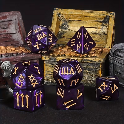 Set 7 Dados Poliédricos de Rol Números Romanos RPG Perlados