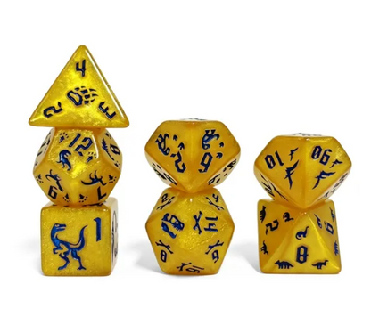 Set 7 Dados Poliédricos de Rol Dinosaurios RPG Perlados