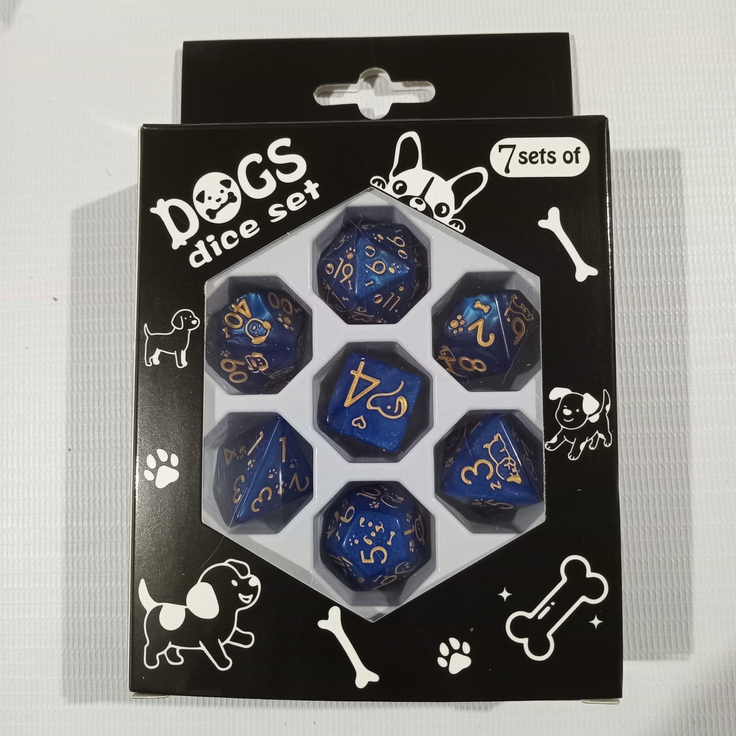 Set 7 Dados Poliédricos de Rol Perros y Gatos RPG Perlados