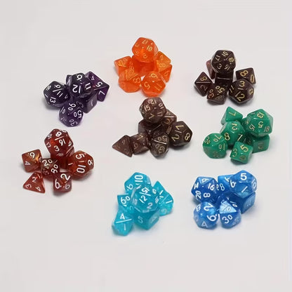 Pocket Quest 8 Sets de 7 Mini Dados de Rol con Caja RPG Perlados