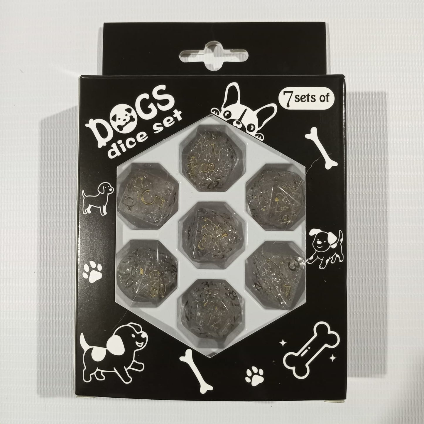 Set 7 Dados Poliédricos de Rol Perros y Gatos RPG Perlados