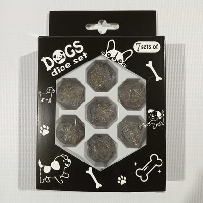 Set 7 Dados Poliédricos de Rol Perros y Gatos RPG Perlados