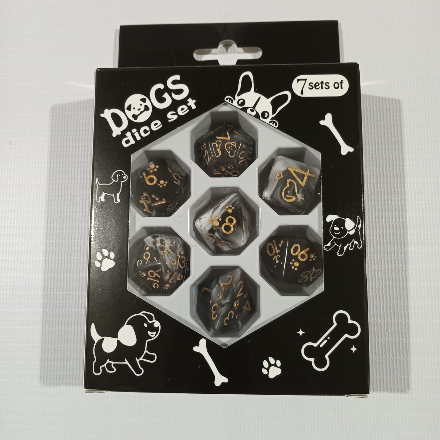 Set 7 Dados Poliédricos de Rol Perros y Gatos RPG Perlados