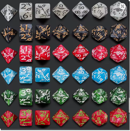 Set 7 Dados Poliédricos de Sakura - Flor de Ciruelo RPG DnD