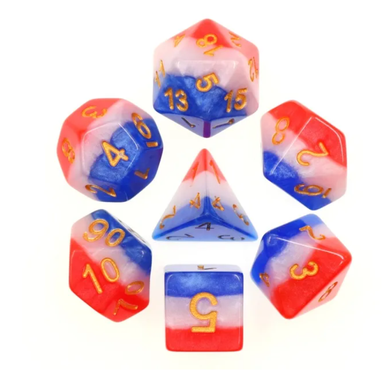 Set de 7 Dados de Rol Resina Tricolor