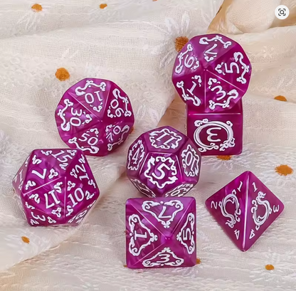 Set 7 Dados Poliédricos de Rol Dragon RPG Perlados