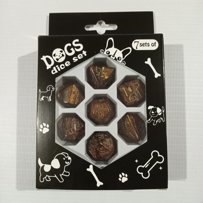 Set 7 Dados Poliédricos de Rol Perros y Gatos RPG Perlados