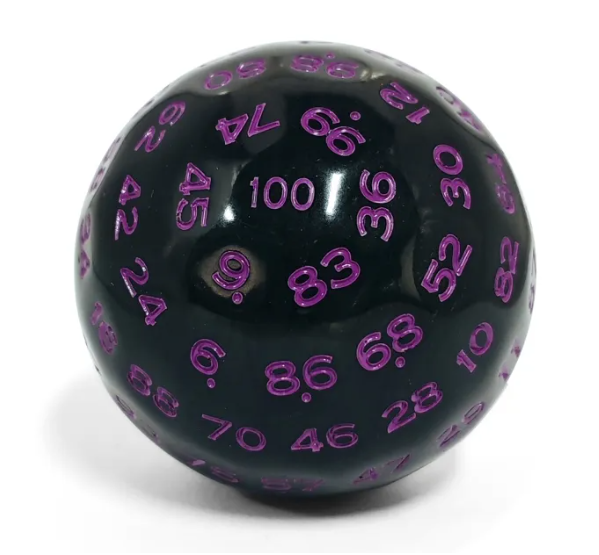 Dados Poliedricos 100 Lados D100 RPG Rol (49mm)