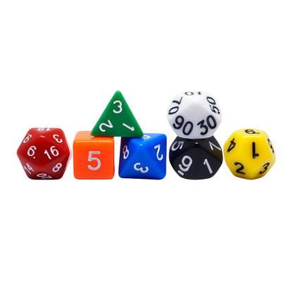 Set de 7 Dados Poliedricos de Rol Colores Solidos RPG Opacos